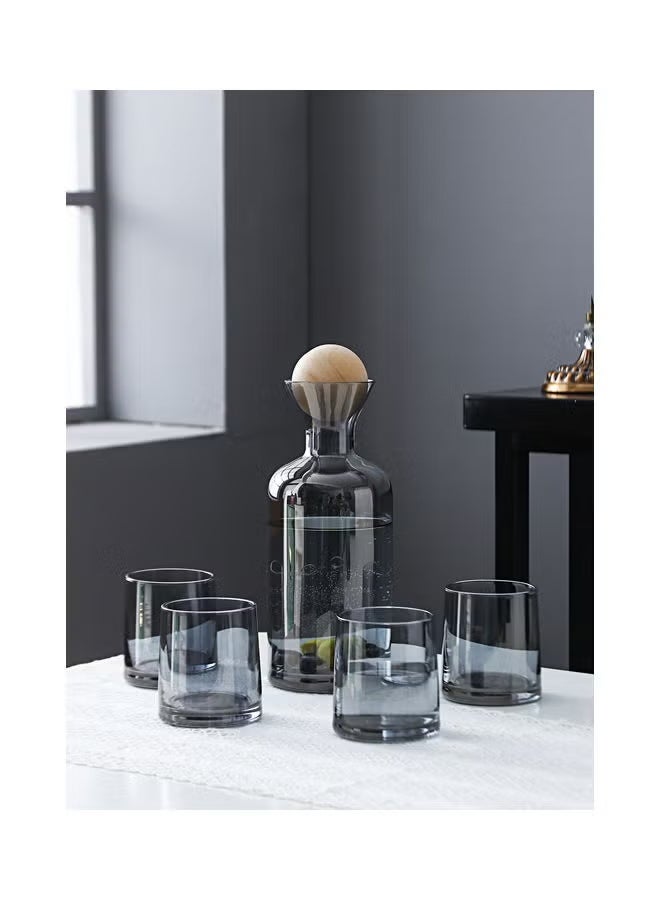Shuer Pack Of 5 Electroplating Process Glass Water Bottle Set Grey - Image 1